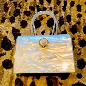 Vintage 1950s lucite white marble/opal purse